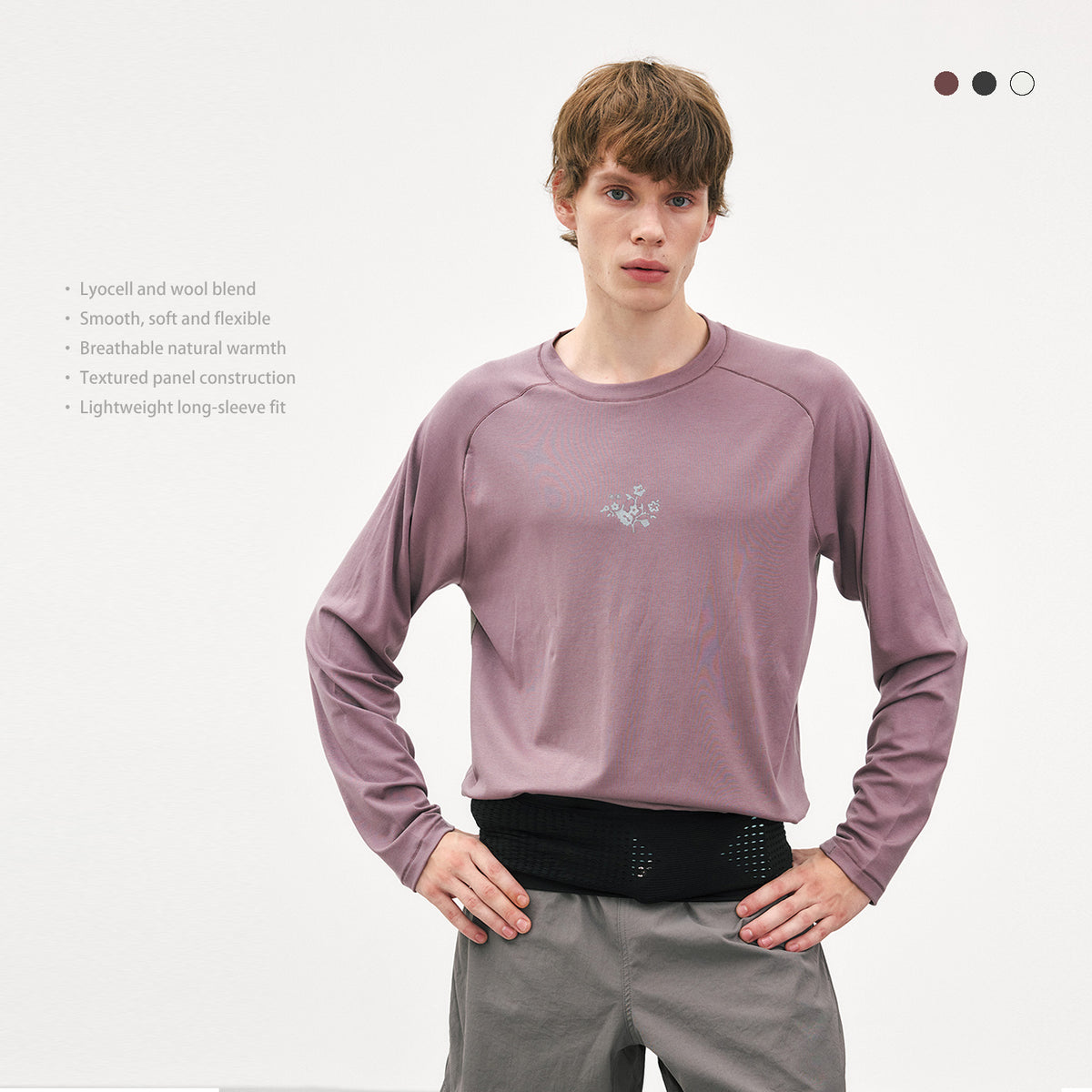 SPORTS TENCEL Merino Wool Colorblock Long Sleeve
