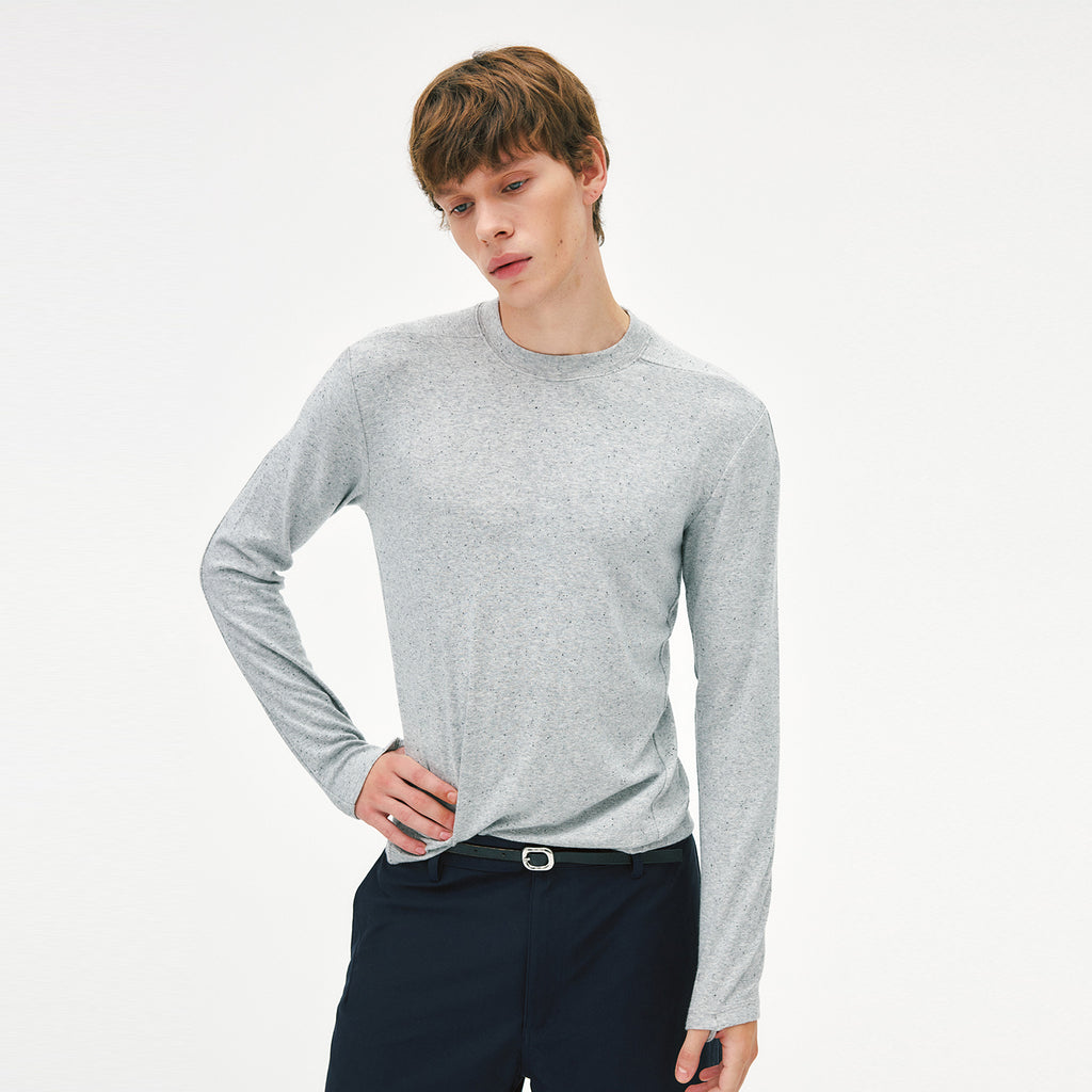 Slim-Fit Side-Panel Gusset Cotton Long Sleeve