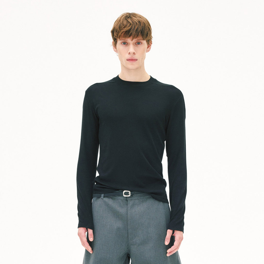 Slim-Fit Side-Panel Gusset Cotton Long Sleeve