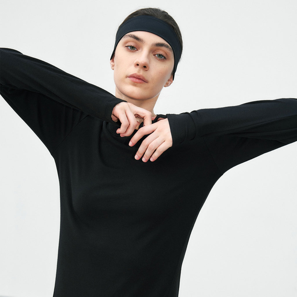 Slim-Fit Side-Panel Gusset Cotton Long Sleeve