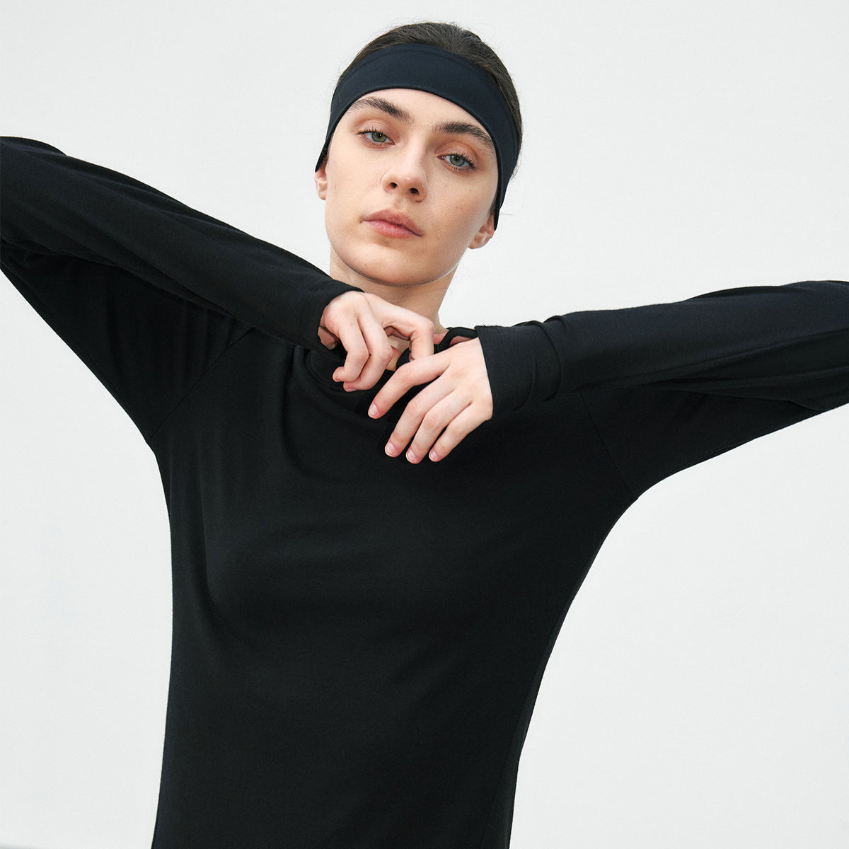Slim-Fit Side-Panel Gusset Cotton Long Sleeve