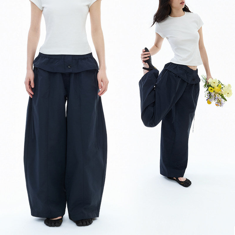 Flower Bud Waist Cinch Long Pants