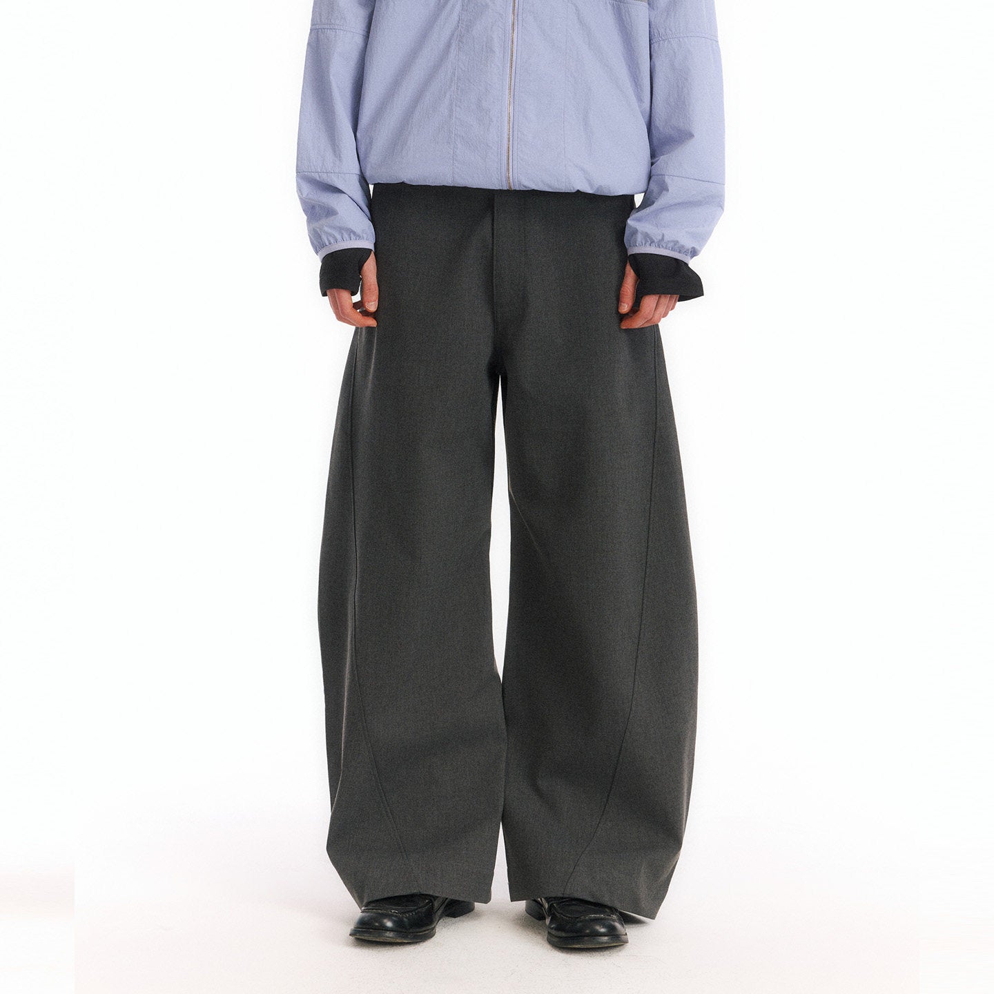 Wool Blend Curved Pants