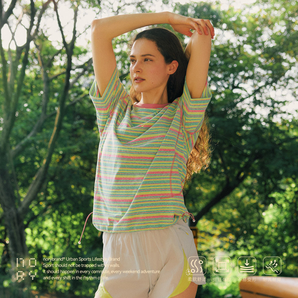 Dual-Fit Streamline Hassel Stitch Striped Short Sleeve Tee