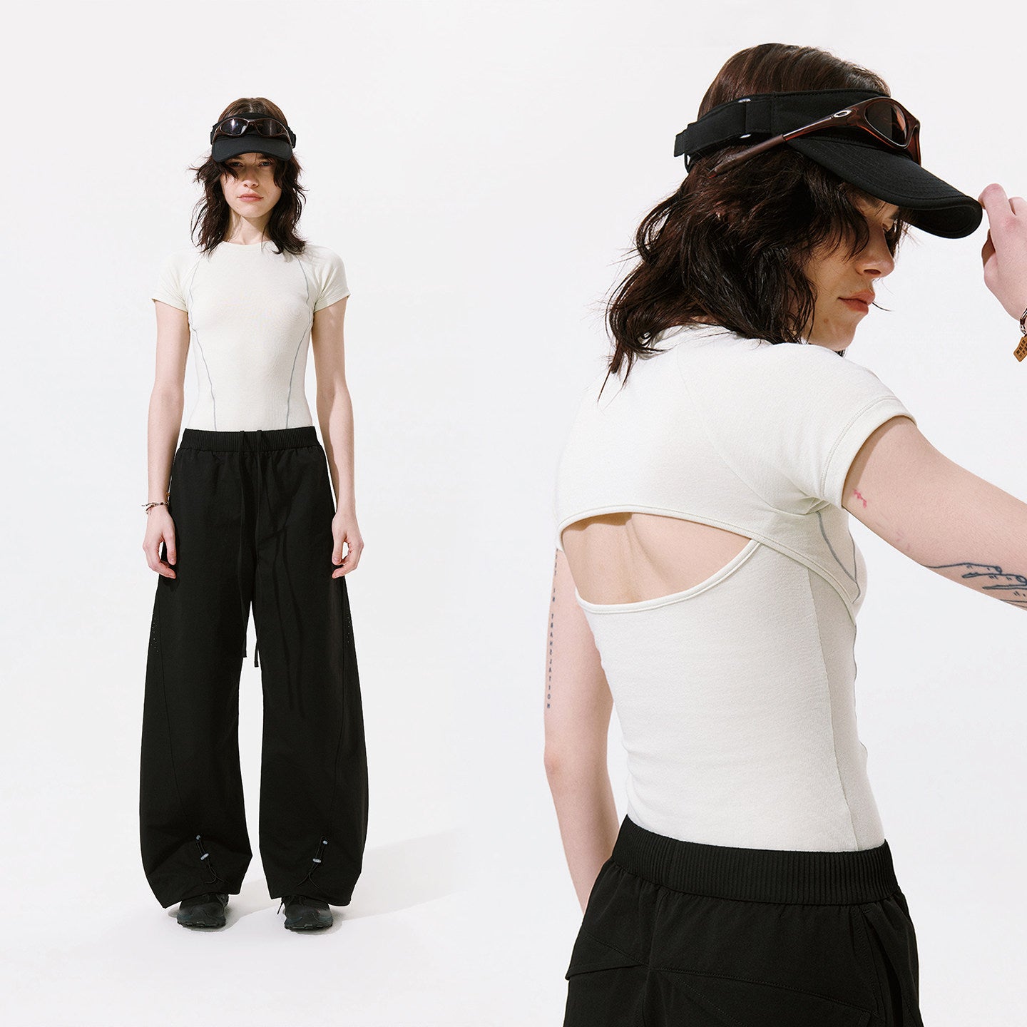 Modal Slim Fit Hollow Out Short Sleeve Top