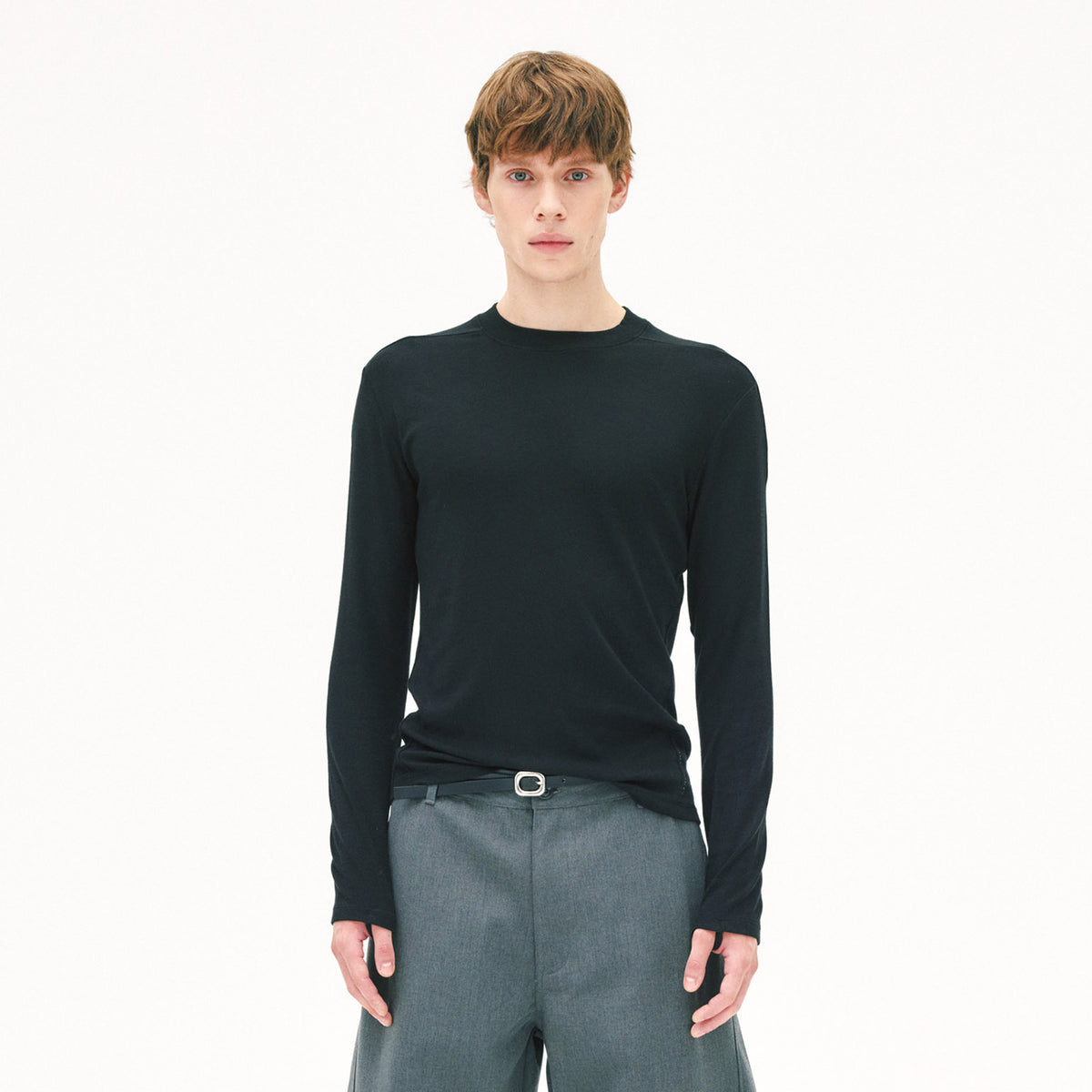 Slim-Fit Side-Panel Gusset Cotton Long Sleeve