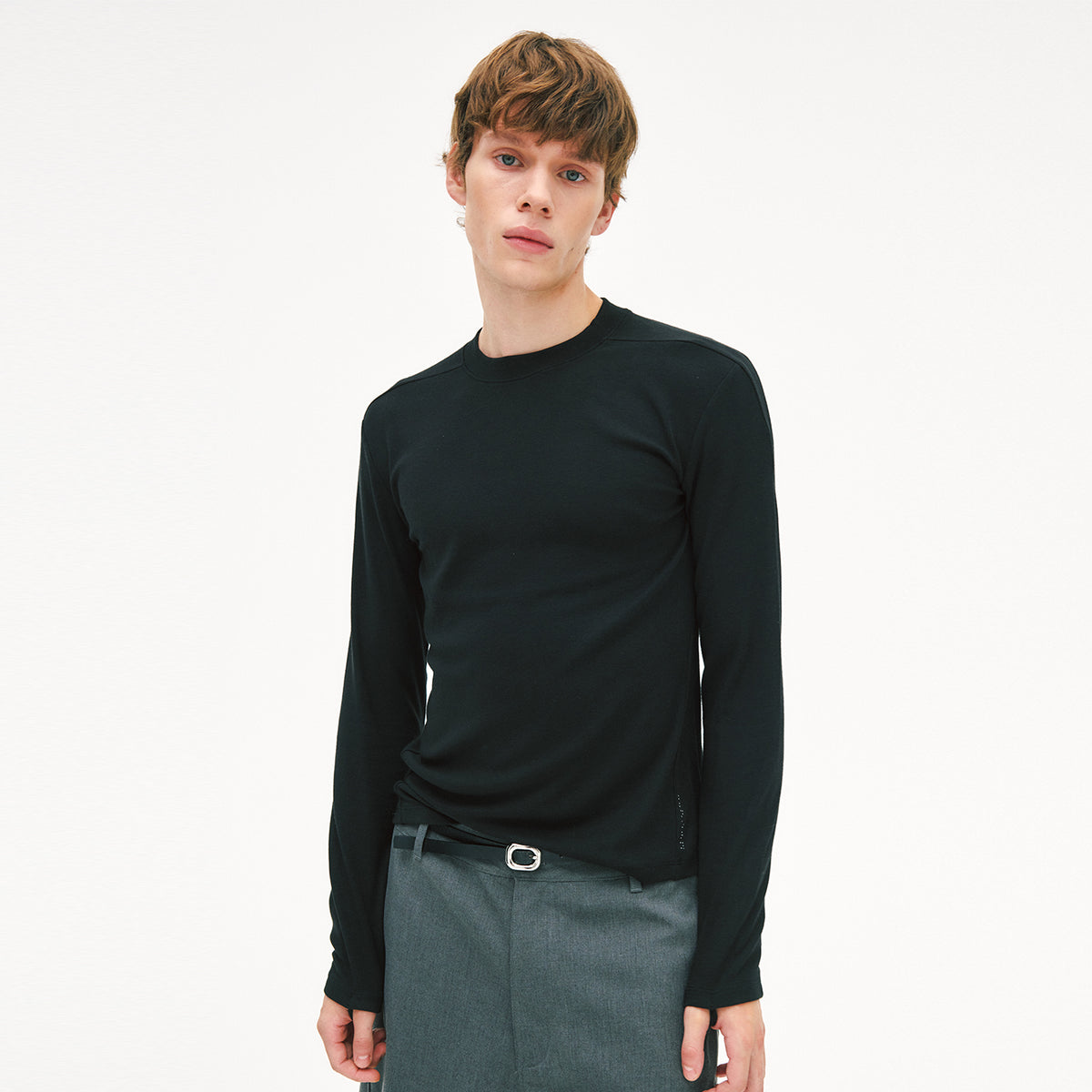 Slim-Fit Side-Panel Gusset Cotton Long Sleeve