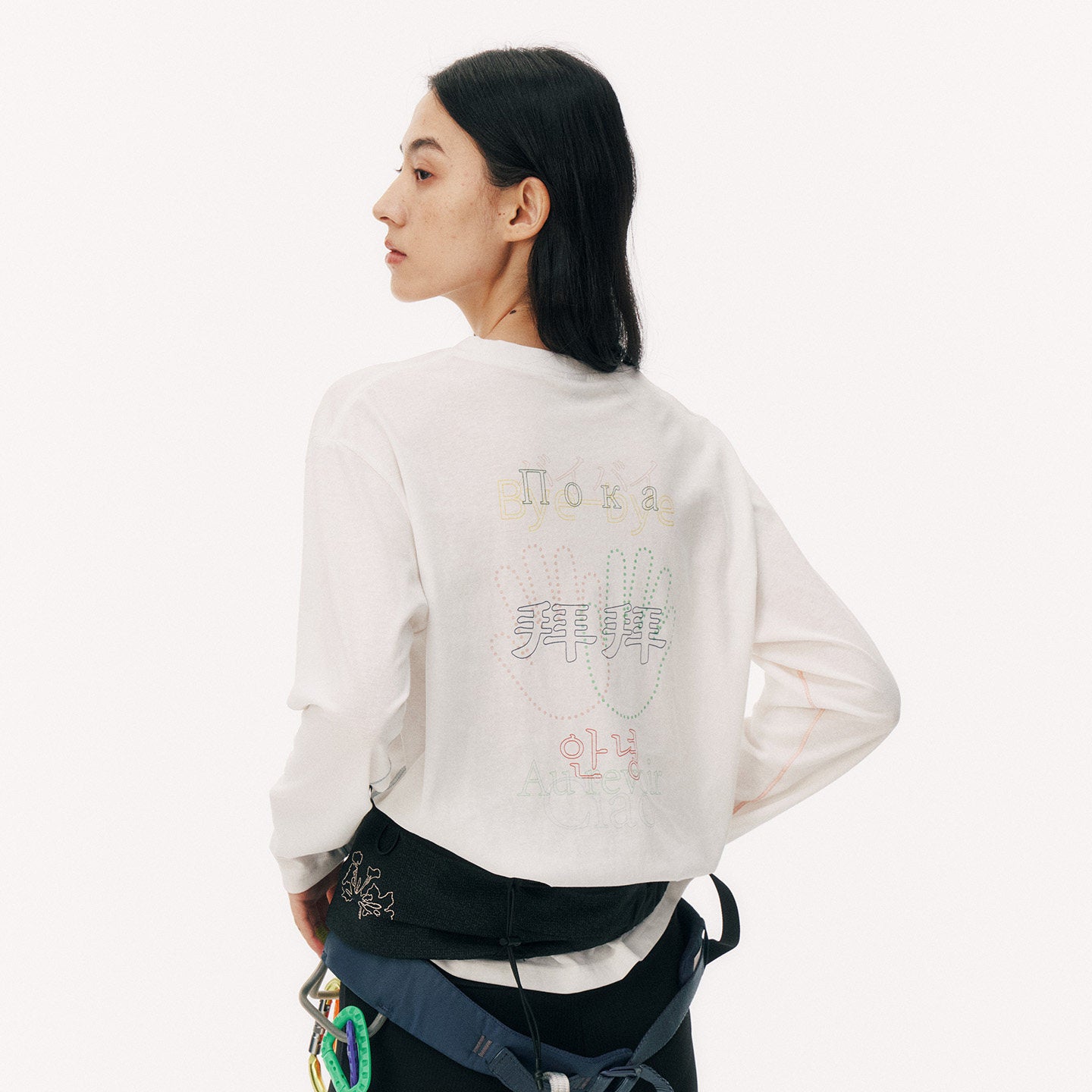 Bye-Bye Graphic Tee Multi-Language Fun Long Sleeve