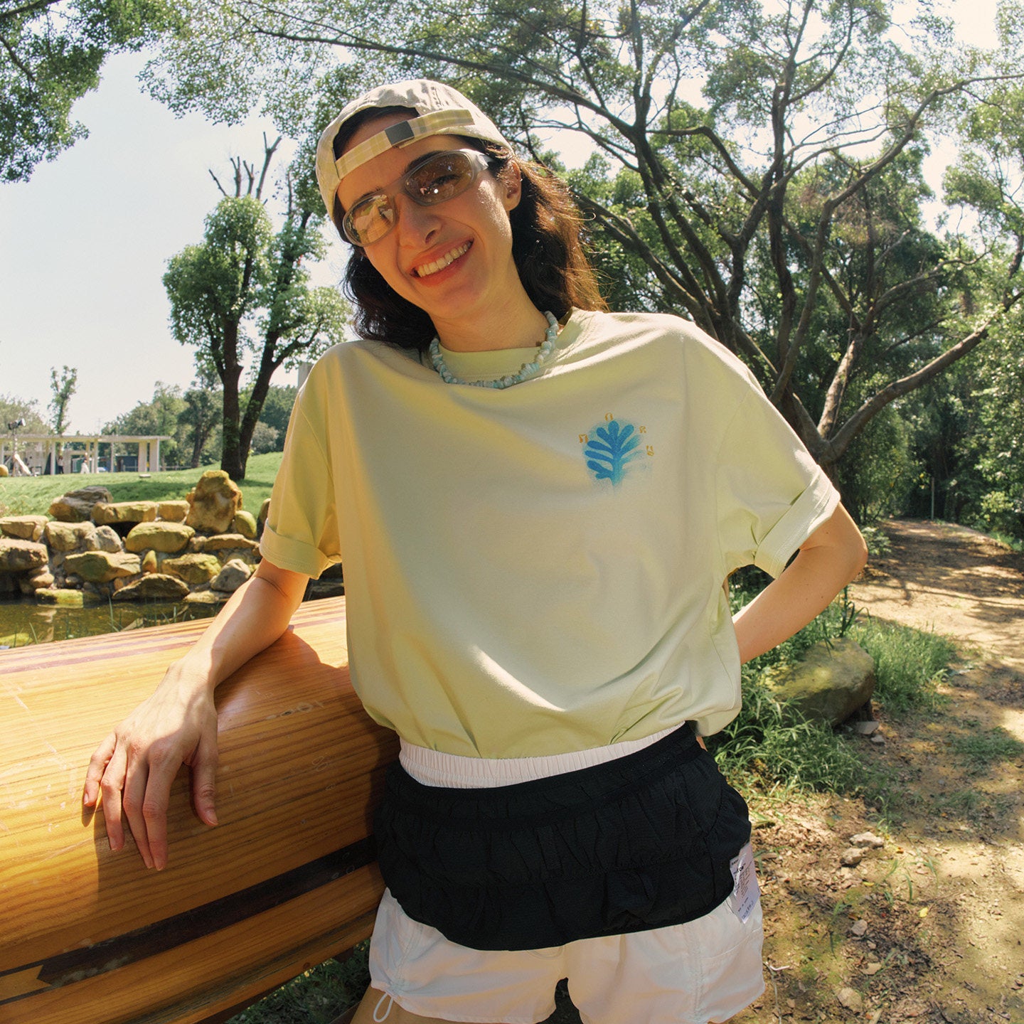 植物化石柄半袖Tシャツ
