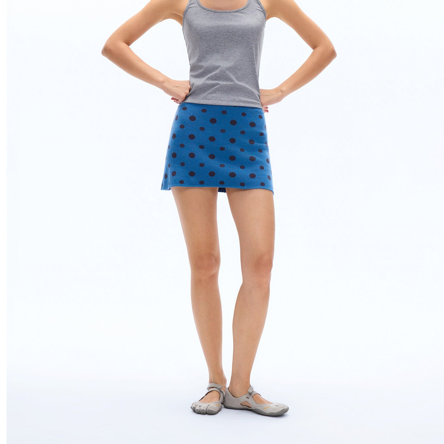 Polka Dot Knit A-Line Mini Skirt