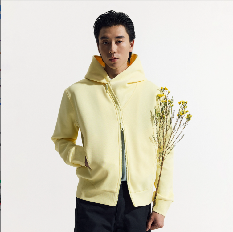 斜めジップフーデッドジャケット