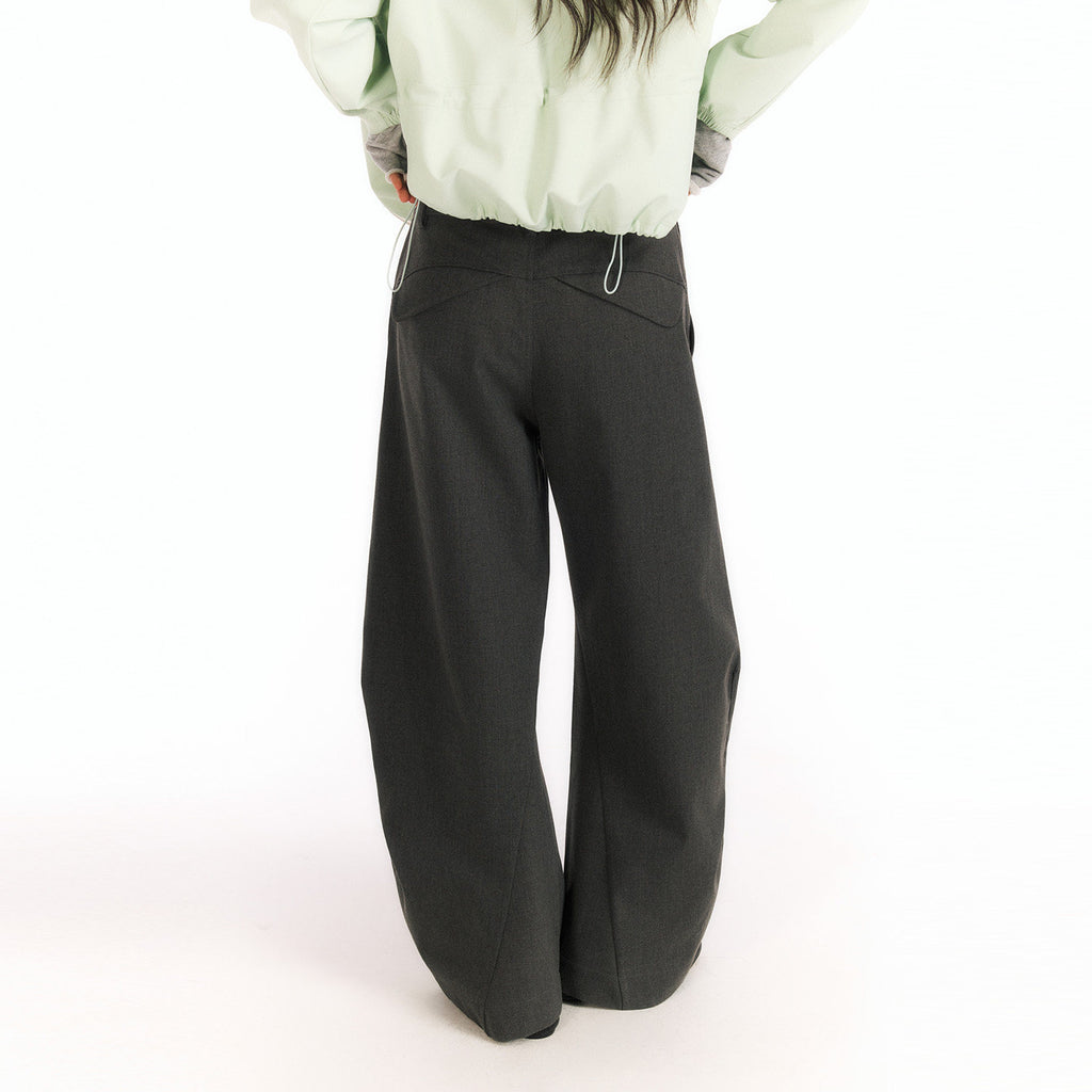 Wool Blend Curved Pants