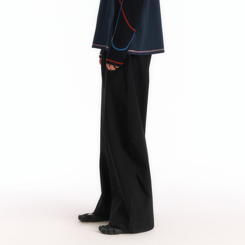 Wool Blend Curved Pants