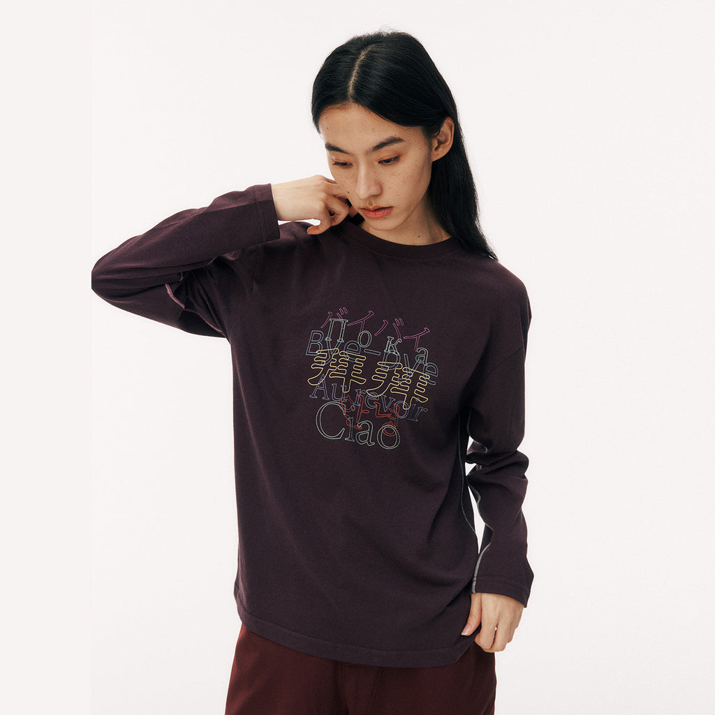 Bye-Bye Graphic Tee Multi-Language Fun Long Sleeve
