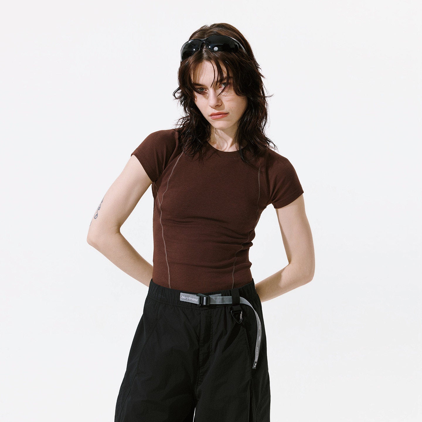 Modal Slim Fit Hollow Out Short Sleeve Top