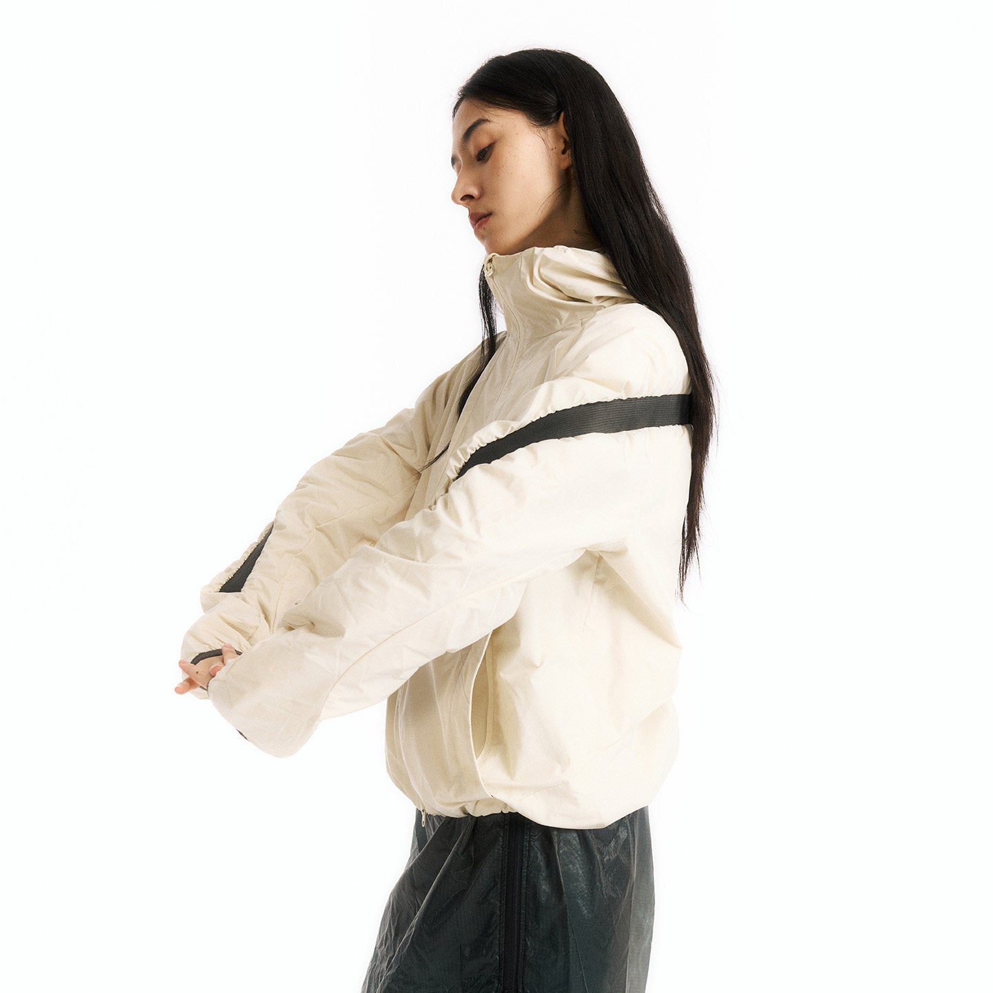 Pleated Hooded Trench Coat
