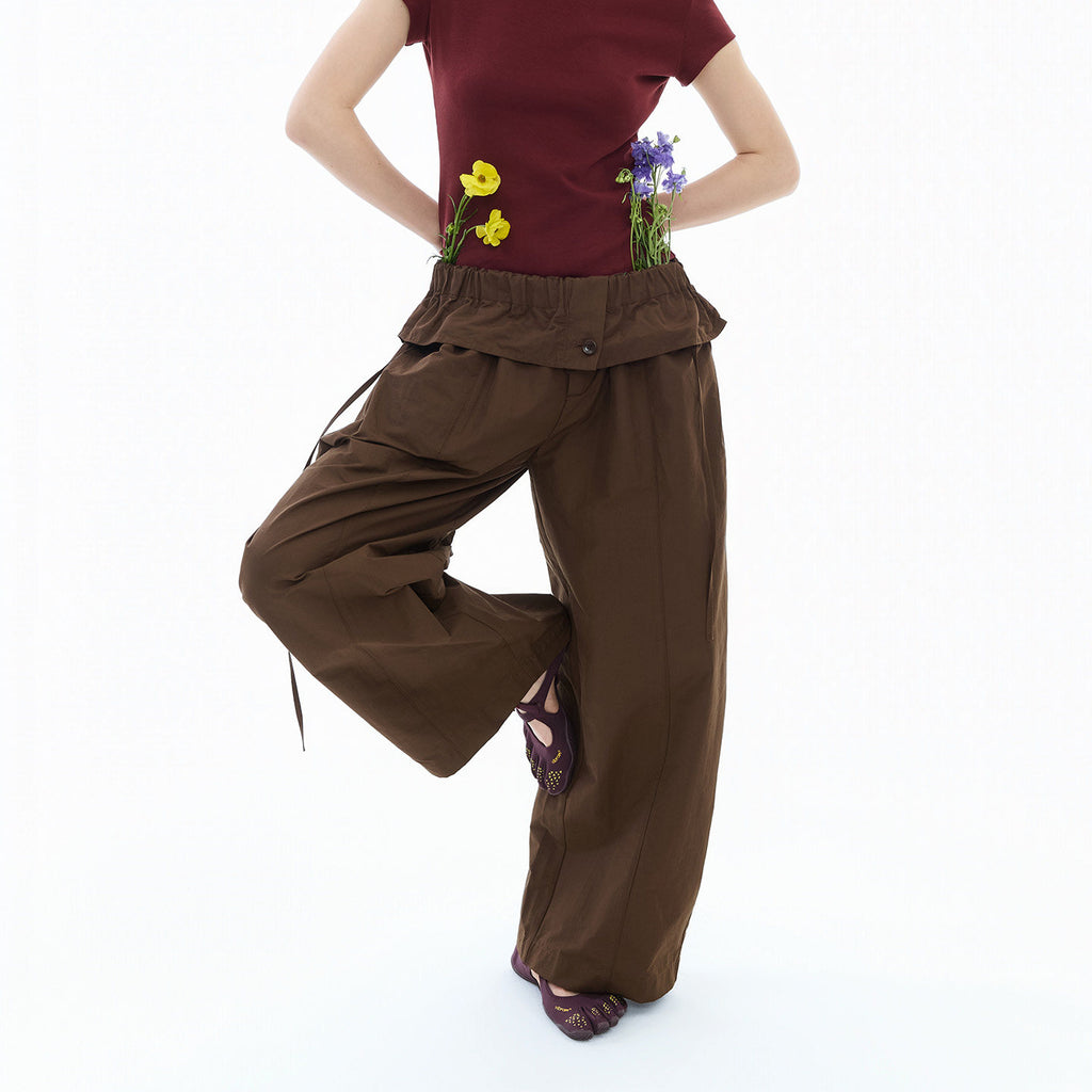 Flower Bud Waist Cinch Long Pants