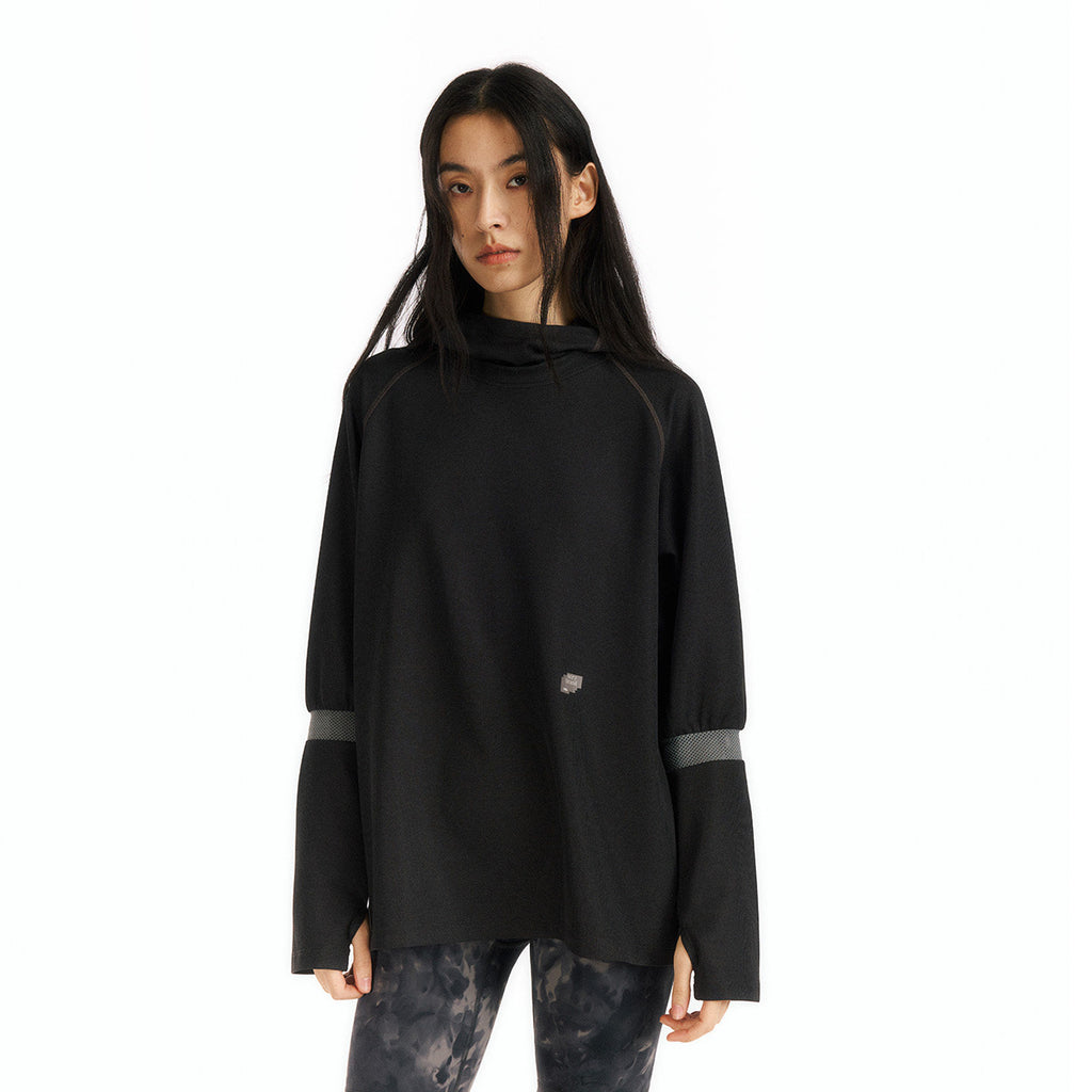 Hooded Waffle Knit Long Sleeve Top