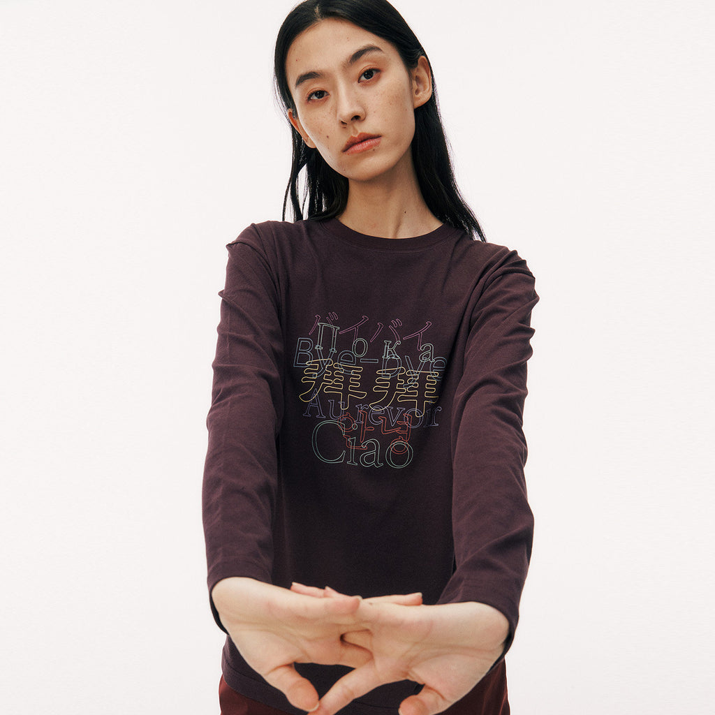Bye-Bye Graphic Tee Multi-Language Fun Long Sleeve