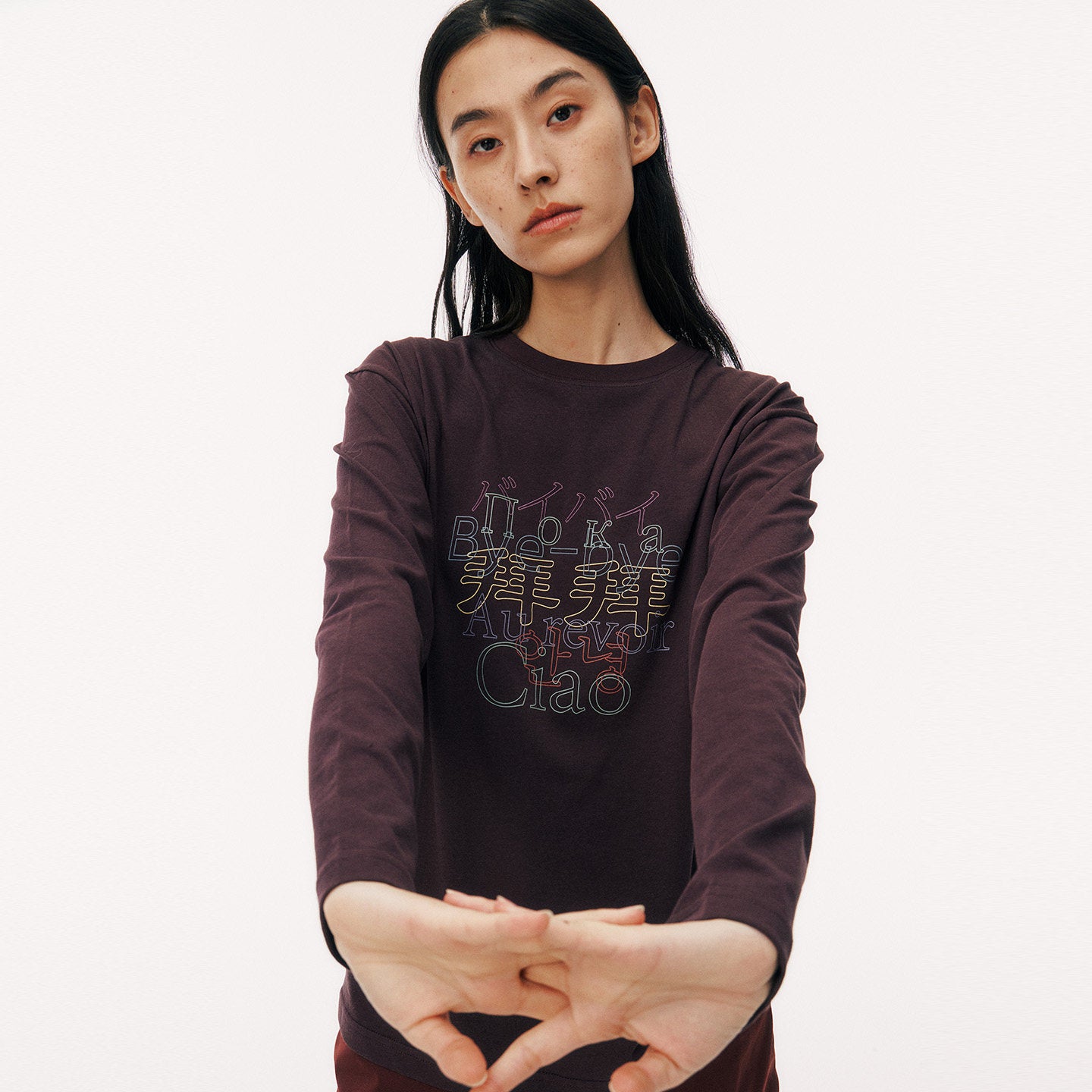 Bye-Bye Graphic Tee Multi-Language Fun Long Sleeve