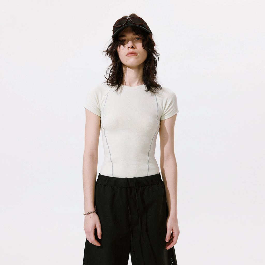 Modal Slim Fit Hollow Out Short Sleeve Top