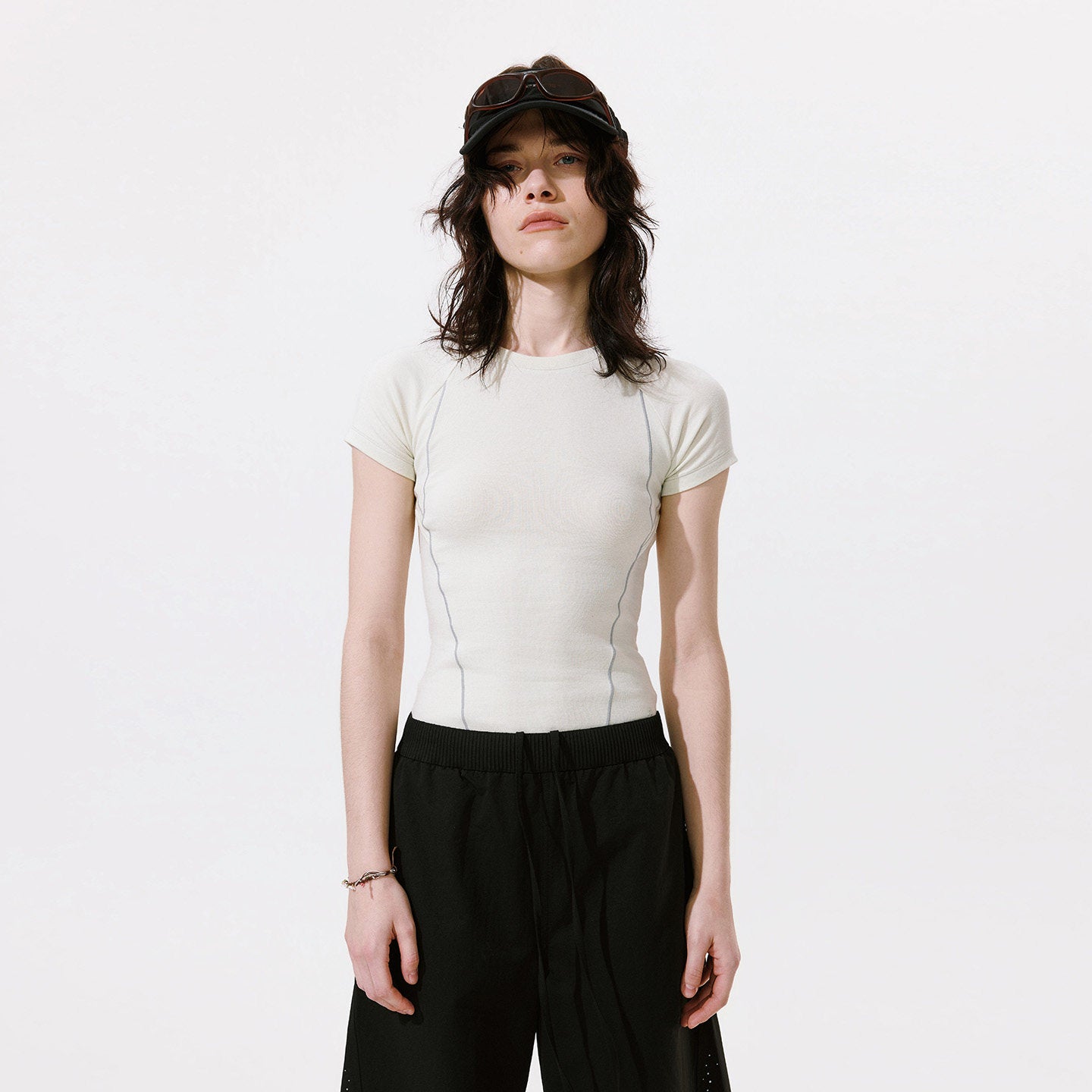 Modal Slim Fit Hollow Out Short Sleeve Top