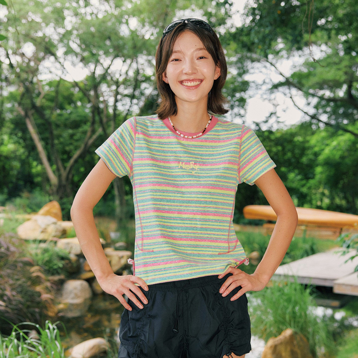 Dual-Fit Streamline Hassel Stitch Striped Short Sleeve Tee