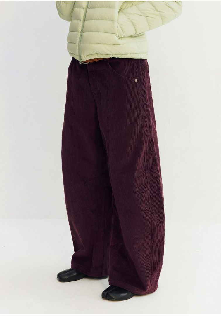 Corduroy Curved Barrel Leg Pants